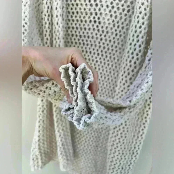 Greige Womens Beige Knit Open Hoodie Beach Coastal Preppy Cover Up Sweater Small - Picture 7 of 8